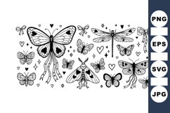 Hand Drawn Butterfly And Moth Sketch Clipart Set Product Image 1