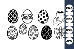 Hand Drawn Easter Egg Clipart Bundle for Spring Crafts Product Image 1