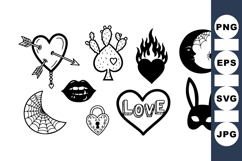 Gothic Valentine Heart Clipart Bundle For Crafts Product Image 1