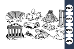 Hand Drawn Ancient Ruins Clipart Bundle for Crafts Product Image 1