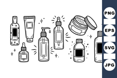 Hand Drawn Skincare Cosmetic Bottle Clipart Pack Product Image 1