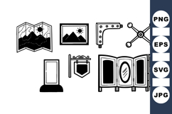 Vintage Folding Room Divider Clipart Set For Interiors Product Image 1