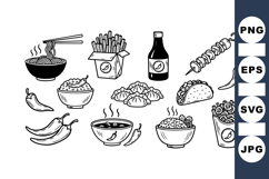 Hand Drawn Asian Street Food Clipart Bundle For Print Product Image 1