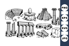 Hand Drawn Ancient Ruins Clipart Bundle for Crafts Product Image 1