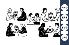 Romantic Couple Silhouette Clipart Bundle for Valentines Product Image 1