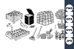 Hand Drawn Rustic Garden Tools Clipart Bundle for Crafts Product Image 1