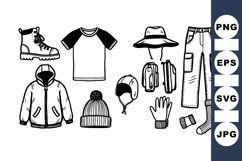 Hand Drawn Winter Clothes Outfit Clipart Bundle Product Image 1