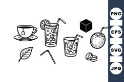 Hand Drawn Summer Drink Clipart Set For Invitations Product Image 1