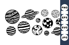 Hand Drawn Planet Clipart Bundle For Space Projects Product Image 1