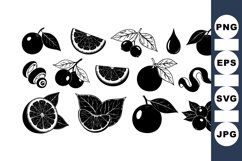 Vintage Citrus Fruit Silhouette Clipart Bundle Product Image 1