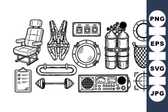 Vintage Diving Gear Illustration Clipart for Crafts Product Image 1
