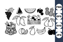 Hand Drawn Tropical Fruit Clipart for Crafts Product Image 1