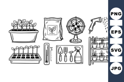 Vintage Garden Tools Clipart Set for Crafting Projects Product Image 1