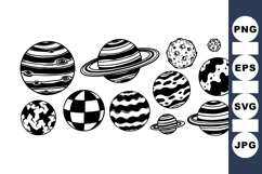 Hand Drawn Vintage Planet Clipart for Space Designs Product Image 1