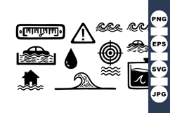 Water Safety Icon Set For Flood And Weather Alerts Product Image 1