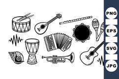 Vintage Folk Musical Instruments Clipart for Crafts Product Image 1
