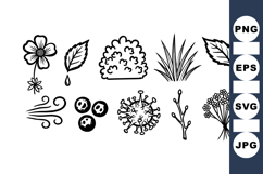 Hand Drawn Floral Botanical Clipart for Crafts Product Image 1