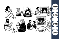Cozy Winter Fireplace Clipart for Crafts Product Image 1
