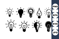 Hand Drawn Vintage Light Bulb Icon Set Product Image 1
