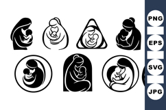 Minimal Mother And Baby Silhouette Clipart Product Image 1