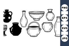 Vintage Hand Drawn Pottery Clipart Set for Crafts Product Image 1