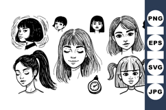 Hand Drawn Girl Portrait Illustration Product Image 1