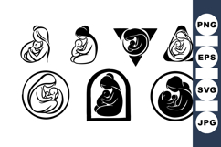 Mother And Baby Silhouette Clipart For Crafts Product Image 1