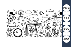 Hand Drawn Seasonal Doodle Clipart for Planners Product Image 1