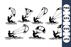 Kite Surf Silhouettes Clipart for Summer Sports Product Image 1