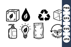Hand Drawn Eco Friendly Doodle Icon Clipart Product Image 1
