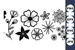 Hand Drawn Floral Line Art Clipart Set for Cards Product Image 1