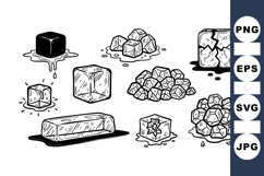 Hand Drawn Vintage Ice Cube Illustration Set Product Image 1