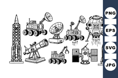 Vintage Space Exploration Clipart For Crafts Product Image 1