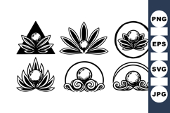 Vintage Lotus Flower Clipart Set For Crafting Product Image 1