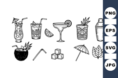 Hand Drawn Tropical Cocktail Clipart Bundle For Invitations Product Image 1