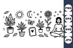 Hand Drawn Plant Doodles Clipart Set for Crafts Product Image 1