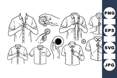 Step By Step Shirt Buttoning Instructional Clipart Set Product Image 1