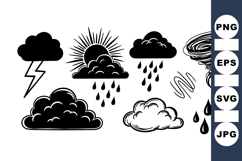 Weather Icons With Storm And Rain Symbols Product Image 1