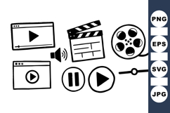 Vintage Cinema Icons Clipart Set for Media Projects Product Image 1
