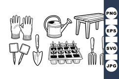 Hand Drawn Rustic Garden Tools Clipart Set for Crafts Product Image 1