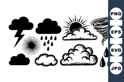 Vintage Weather Icons Clipart for Crafts Product Image 1