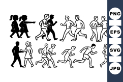 Running Couple Silhouette Clipart for Fitness Product Image 1