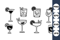 Hand Drawn Cocktail Clipart For Printables Product Image 1