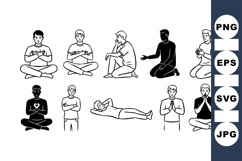 Male Meditation Line Art For Crafts Product Image 1