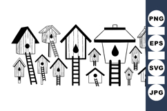 Hand Drawn Birdhouse Clipart For Invitations Product Image 1