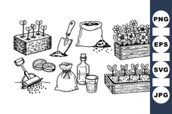 Hand Drawn Vintage Garden Tools Clipart Product Image 1