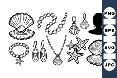 Vintage Seashell Jewelry Clipart For Crafts Product Image 1