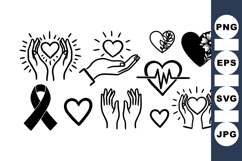 Charity Hands Heart Awareness Ribbon Clipart Product Image 1