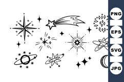 Hand Drawn Vintage Space Stars Clipart Product Image 1