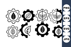 Vintage Botanical Leaf Gear Clipart Set for Crafts Product Image 1